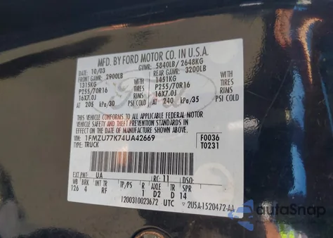 2004 Ford Explorer Sport Trac Adrenalin/Xls/Xlt from USA, damaged, VIN 1FMZU77K74UA42669